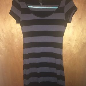 Black and grey striped body con dress